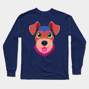 Airedale Terrier Dog Face Long Sleeve T-Shirt